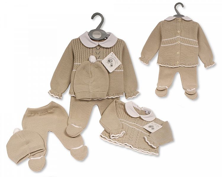 Baby Knitted 2 pcs Pram Set with Hat (0-9 Months) (PK6) Bw-10-1144