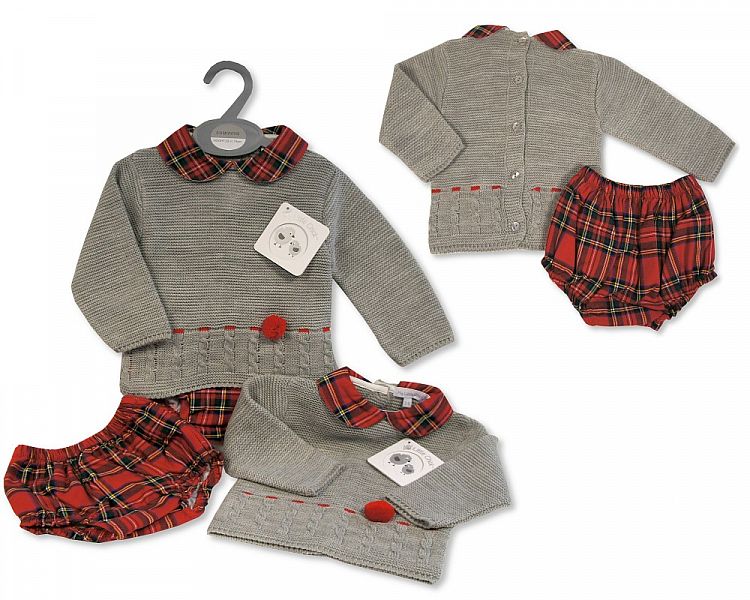 Baby Knitted Tartan 2 pcs Set (NB-9 Months) (PK6) Bw-10-1152