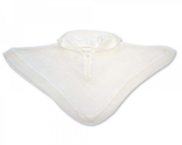 Baby Knitted Poncho - White - NB/6M - [BW-10-468W] - Kidswholesale.co.uk