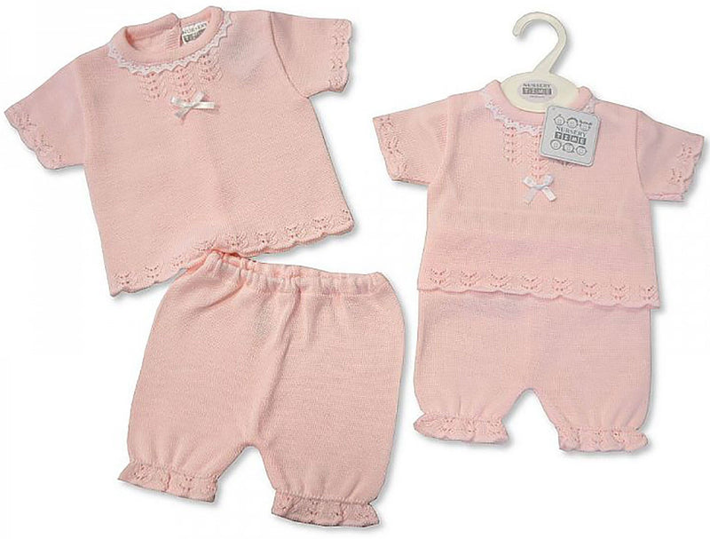 Knitted Baby Girls 2 Pcs Set NB-6 Months (BW-10-707) - Kidswholesale.co.uk