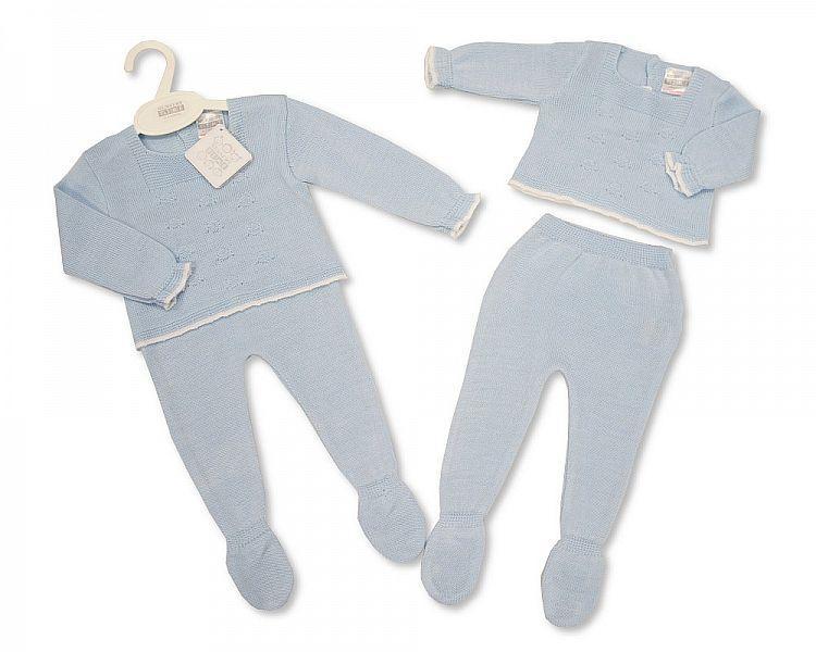 Knitted Baby Boys 2 pcs Pram Set - 733 - Kidswholesale.co.uk