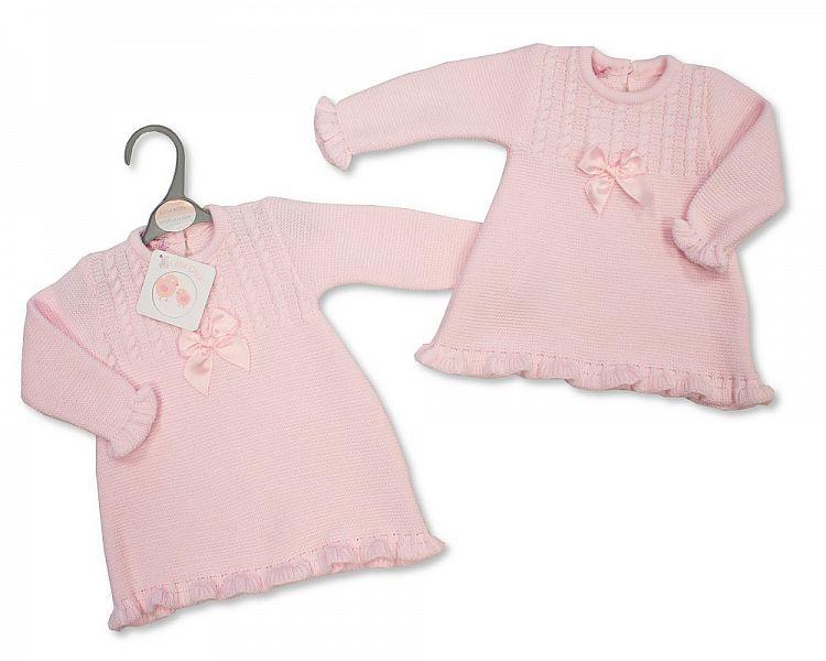 Knitted Baby Dress with Bow - Kidswholesale.co.uk