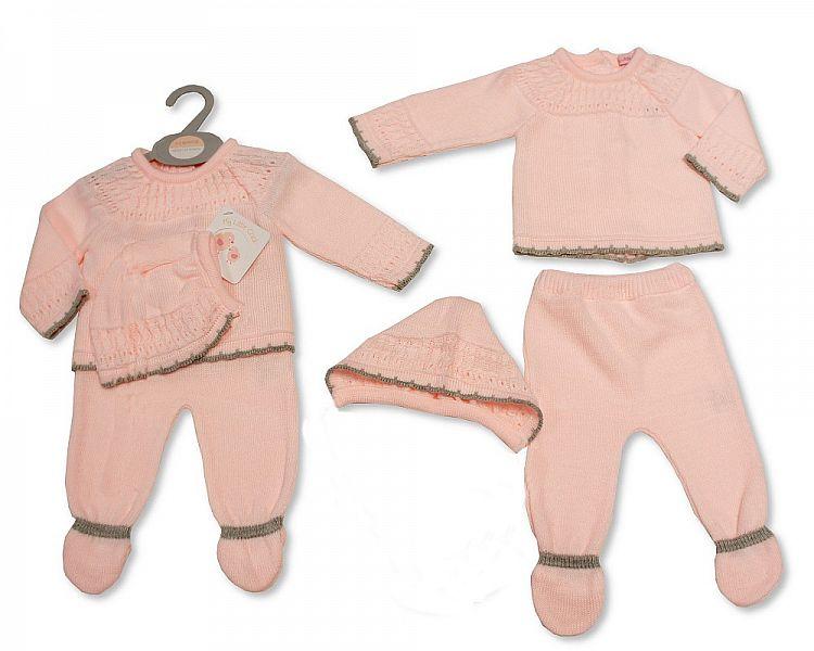 Knitted Baby Girls 3 pcs Set - 928 (0-9 Months) Bw-10-928 - Kidswholesale.co.uk