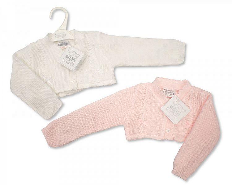 Knitted Bolero Baby Cardigan (NB-6 Months) - 208 - Kidswholesale.co.uk
