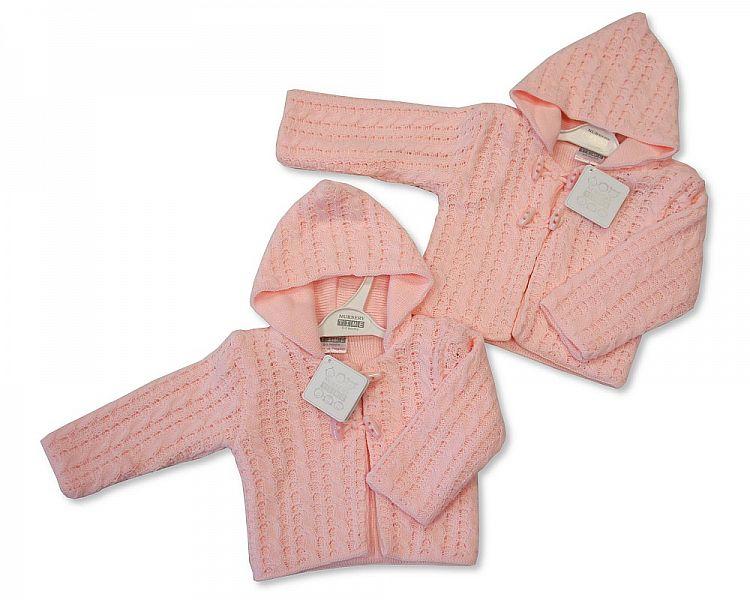 Knitted Baby Girls Pram Coat - Pink (BW-1016-627) - Kidswholesale.co.uk