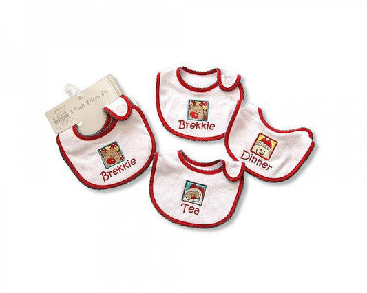 Baby Christmas Bibs -Brekkie-Dinner-Tea - ([BW-104-622) - Kidswholesale.co.uk