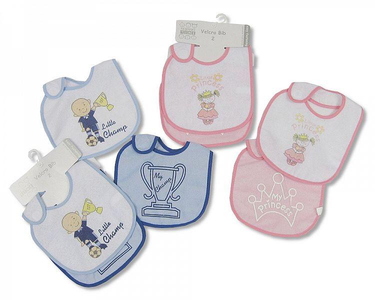 Baby Bibs - Pack of 2- Princess/ Littlechamp - Kidswholesale.co.uk