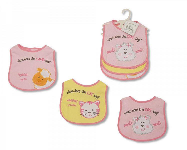 Baby Bibs Girls - Packs of 3 - Kidswholesale.co.uk