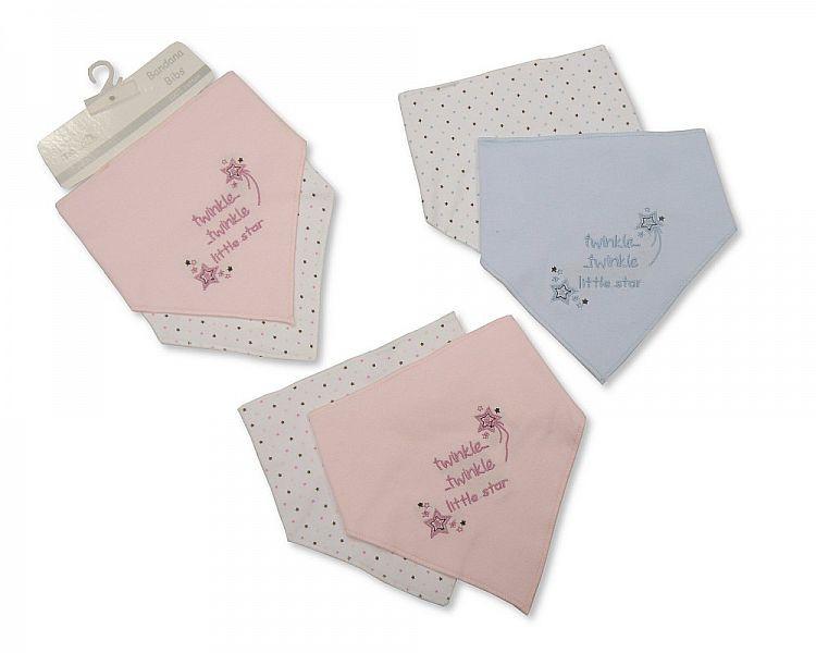 Baby Bandana Cotton Bibs 2 Pack - Twinkle Twinkle Little Star - Kidswholesale.co.uk