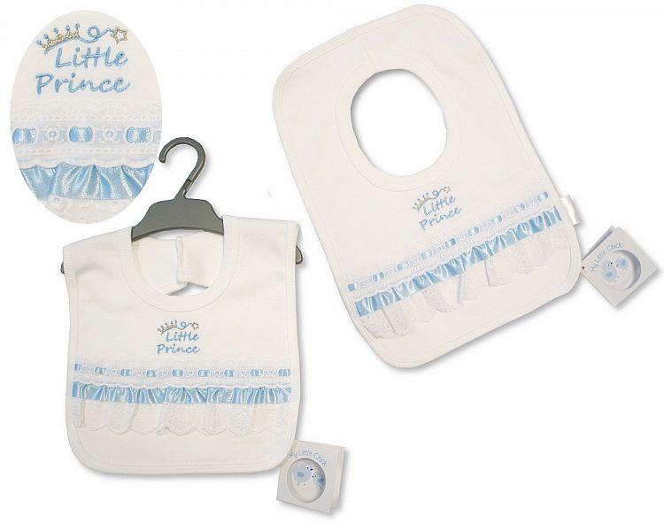 Baby Pop-Over Bibs with Lace - Little Prince (PK6) Bw-104-823