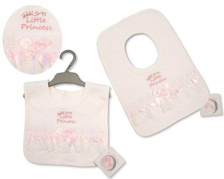 Baby Pop-Over Bibs with Lace - Little Princess (PK6) Bw-104-824
