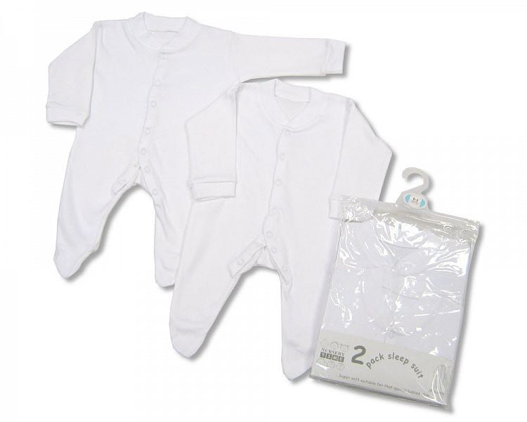 Baby 2 Pack Sleepsuits White