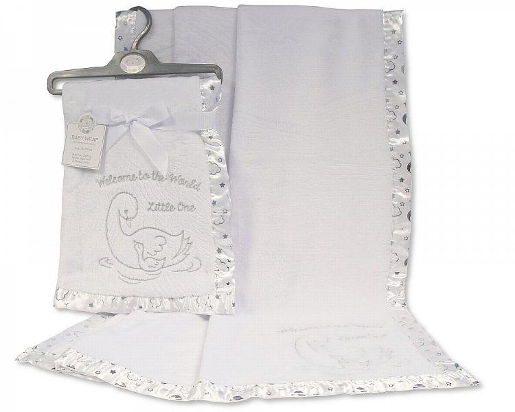 Baby Christening Wrap - Welcome to the World, Little One (Bw-112-1019) - Kidswholesale.co.uk