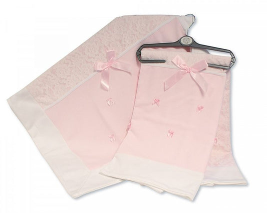 Baby Lace Wrap with Bows - Plain (75x120cm) BW-112-1063