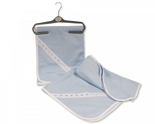 Baby Wrap with Lace Ribbon - Blue (75x75cm) BW-112-1065s
