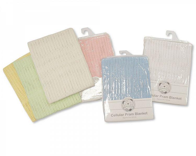 Cotton Cellular Pram Blanket-215 - Kidswholesale.co.uk