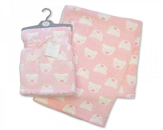 Printed Baby Wrap - Teddy - Pink - (BW-112-988P) - Kidswholesale.co.uk
