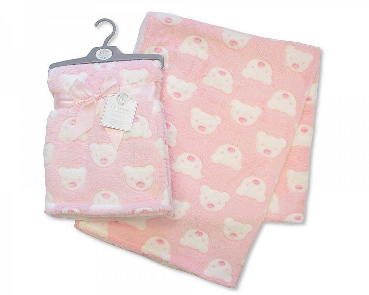 Printed Baby Wrap - Teddy - Pink - (BW-112-988P) - Kidswholesale.co.uk