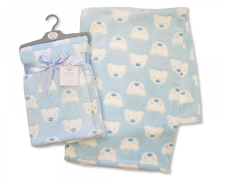Printed Baby Wrap - Teddy - Sky - (BW-112-988S) - Kidswholesale.co.uk