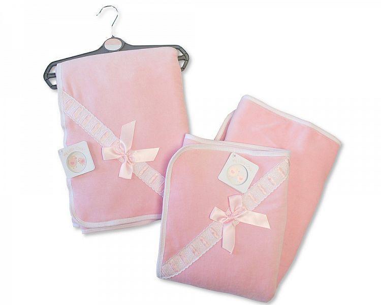 Spanish Style Baby Wrap with Lace - Pink - Kidswholesale.co.uk