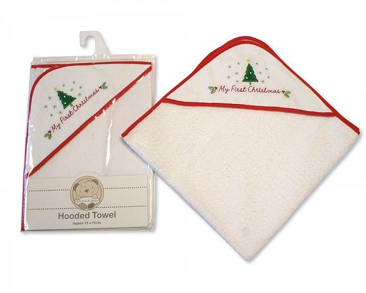 Baby Hooded Towel - My First Christmas - (BW-120-060Z) - Kidswholesale.co.uk