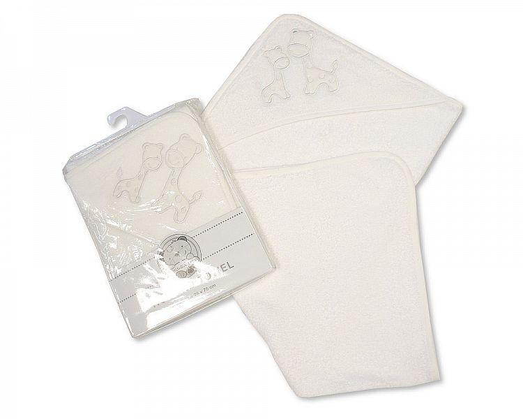Baby Hooded Towel - Giraffe - White (BW-120-089) - Kidswholesale.co.uk