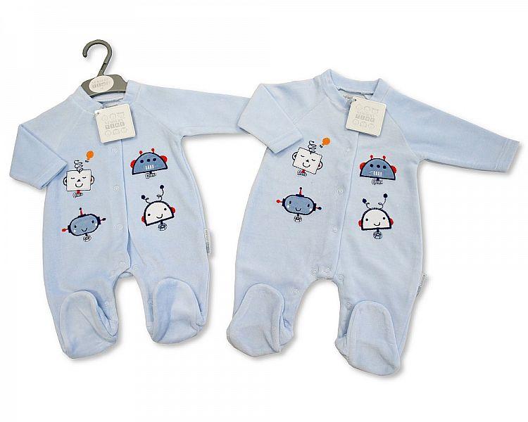 Baby Velour All in One - Robot - 0-9 Months - Kidswholesale.co.uk