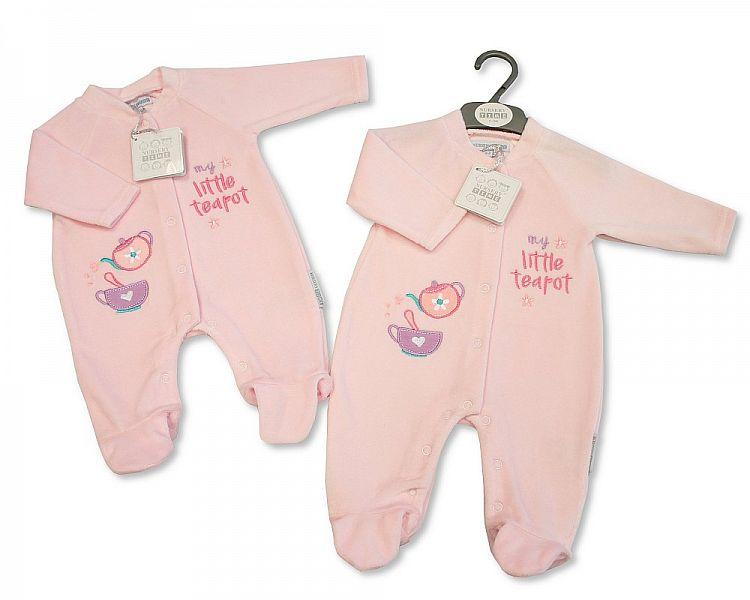 Baby Velour All in One - Little Teapot - NB-6 Months - Kidswholesale.co.uk