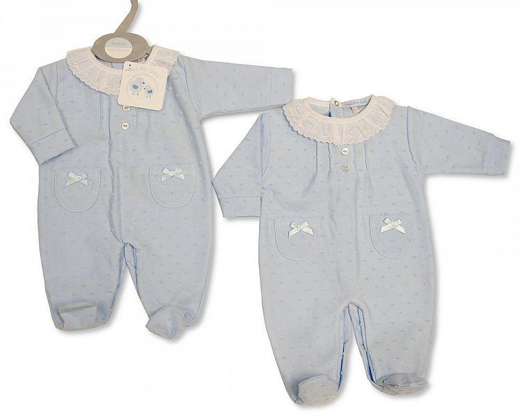 Baby Boys Cotton All in One with Lace and Bows (0-9 Months) Bw-13-381 - Kidswholesale.co.uk