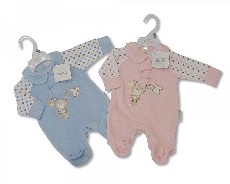 Baby Velour All in One (NB-6months) (Bw 1312-0133) - Kidswholesale.co.uk