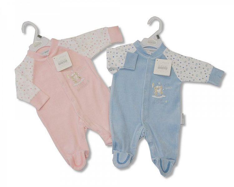 Baby Velour All in One (NB-6months) (Bw 1312-0135) - Kidswholesale.co.uk