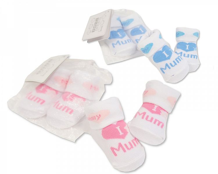 Baby Socks in Mesh Bag - I Love Mum (PK6) Bw 61-2116