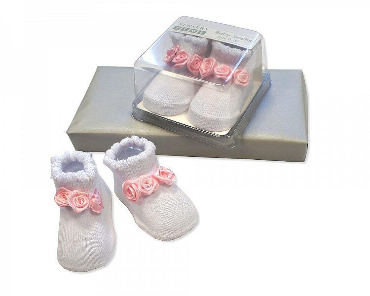 Baby Girls Socks in Box - Rosebuds - (BW-61-2165) - Kidswholesale.co.uk