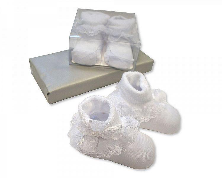Baby Lace Socks in Box - White [BW-61-2168W] - Kidswholesale.co.uk