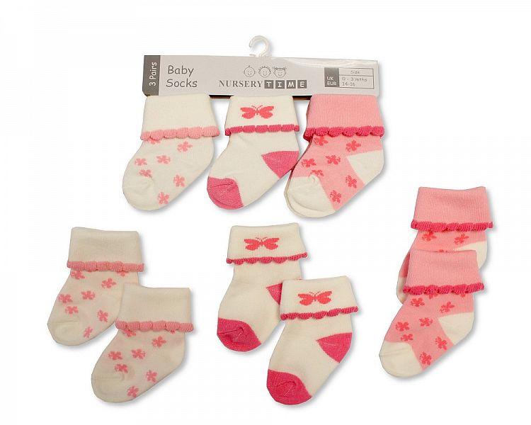 Baby Girls Socks - Butterfly - 0-6M (BW-61-2190) - Kidswholesale.co.uk