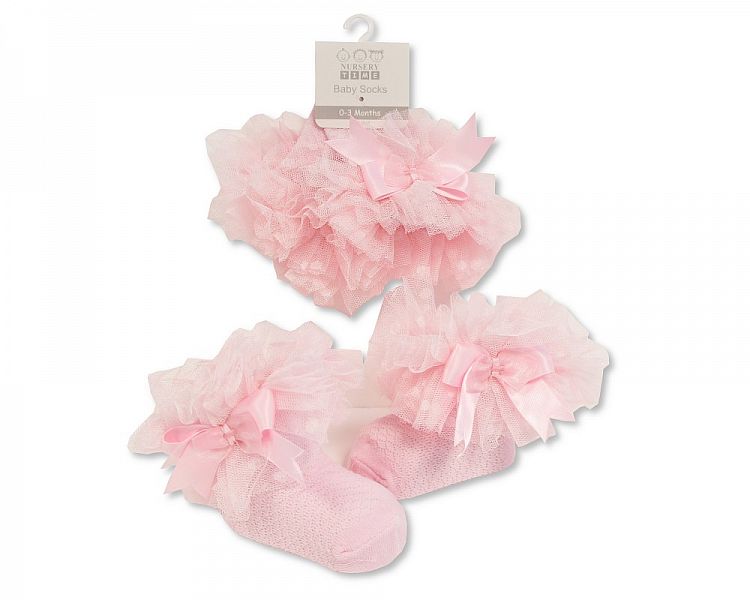 Baby Lace Tutu Socks - Pink (0-18 Months) (pk6) BW-61-2222P