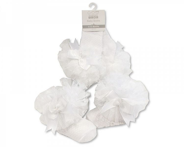 Baby Lace Tutu Socks - White (0-18 Months) (pk6) BW-61-2222W