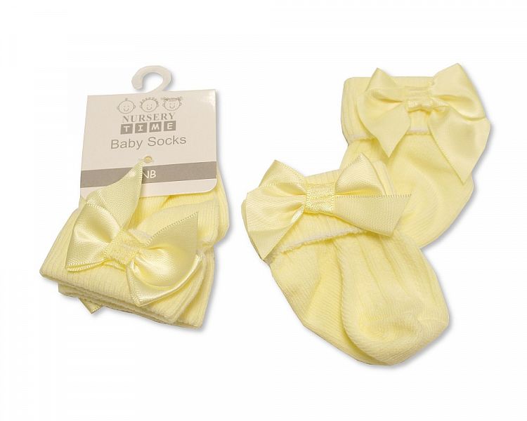 Baby Socks with Bow - Lemon (PK6) (NB-3m) BW-61-2223L