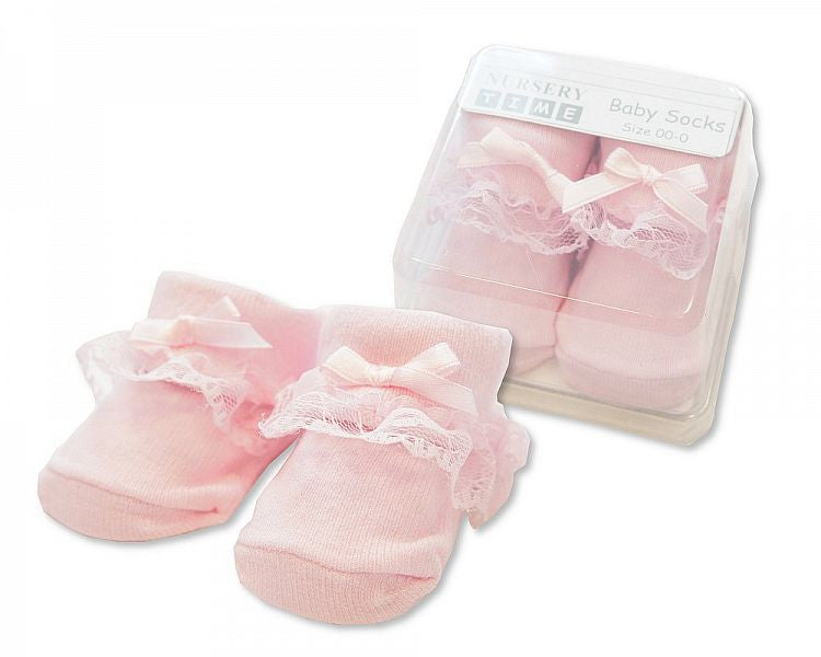 Baby Lace Socks in Box - Pink