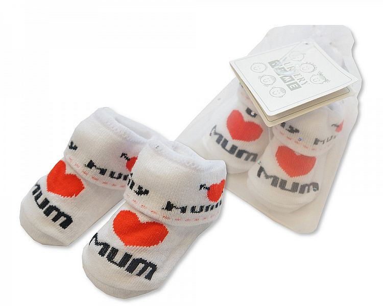 Baby Socks in Mesh Bag - I Love Mum