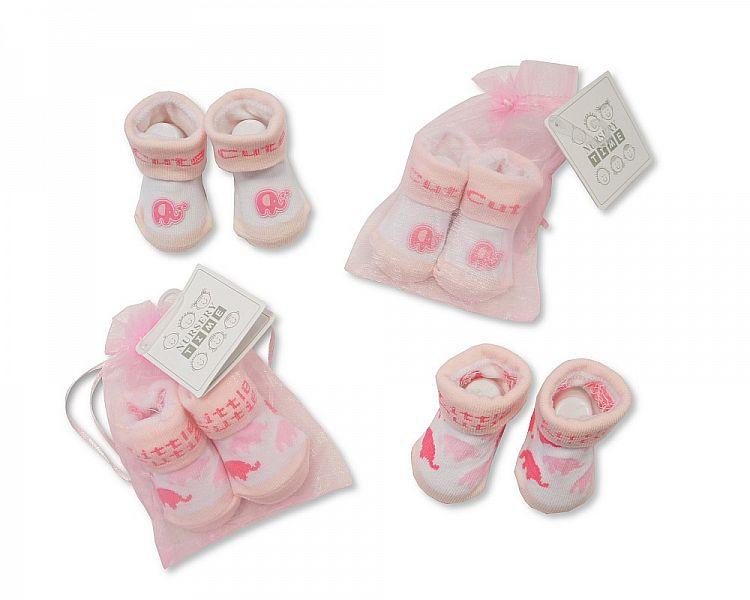 Baby Girls Socks in Mesh Bag - Little Cutie (Bw-6115-2136) - Kidswholesale.co.uk