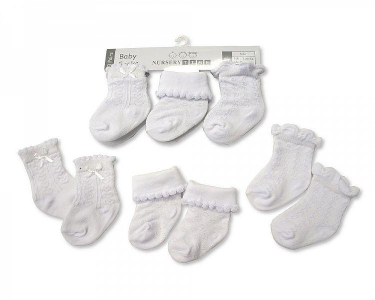 Baby Girls Socks White-Bw-6116-2146 - Kidswholesale.co.uk