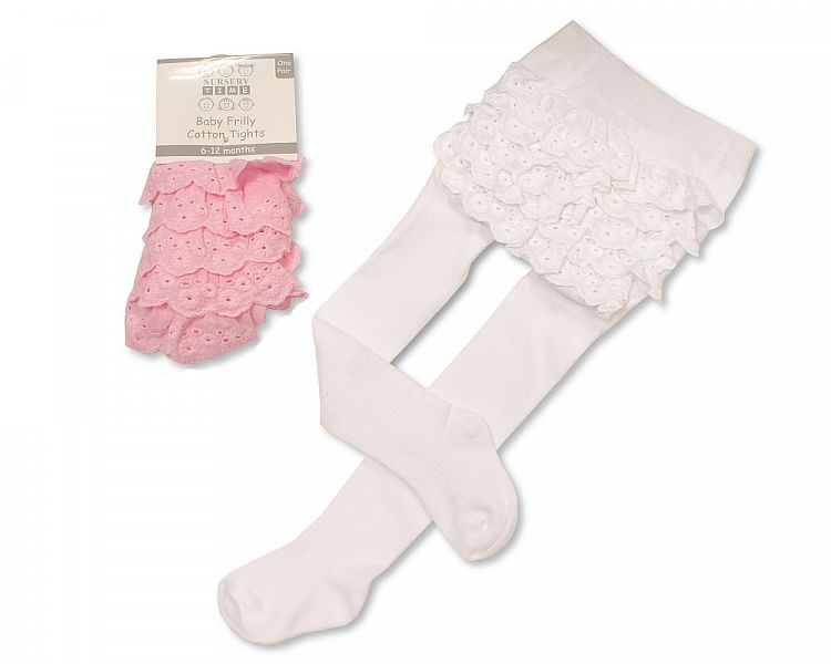 Baby Frilly Tights - Pink and White (PK6) (0-24m) BW-64-1054