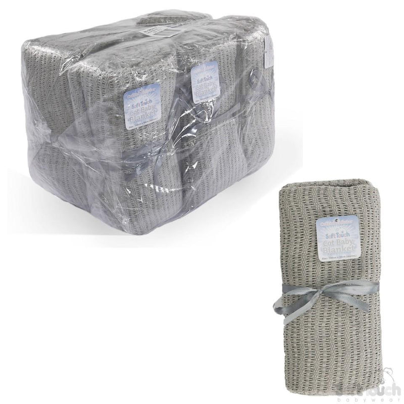Grey Cot Size Cellular Cotton Baby Blanket (Bulk Pack) CBC64-BP-G - Kidswholesale.co.uk
