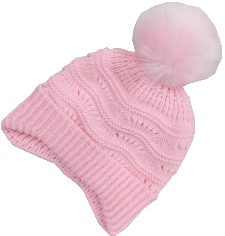 Baby Girls Fur Pom Helmet (0-6 Months)(6027) - Kidswholesale.co.uk