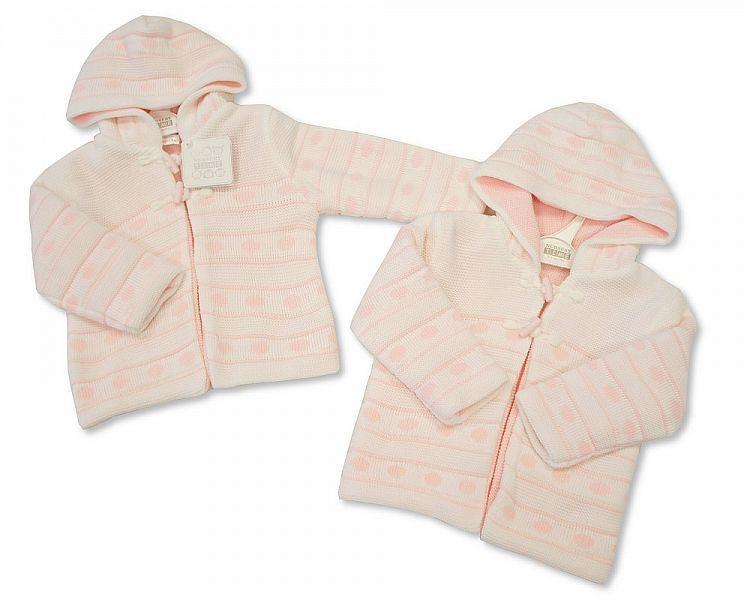 Knitted Baby Girls Pram Coat - NB/6M (Bw 1015-615) - Kidswholesale.co.uk