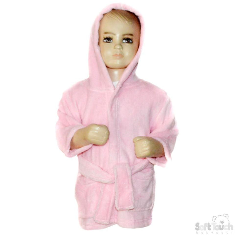 Children's Pink Coral Fleece Hooded Robe - 2/6 Years - FBR17-P - Kidswholesale.co.uk