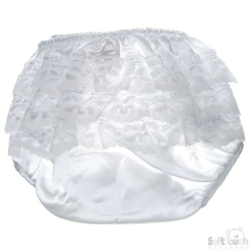 White Satin Frilly Pants  FP03-SW