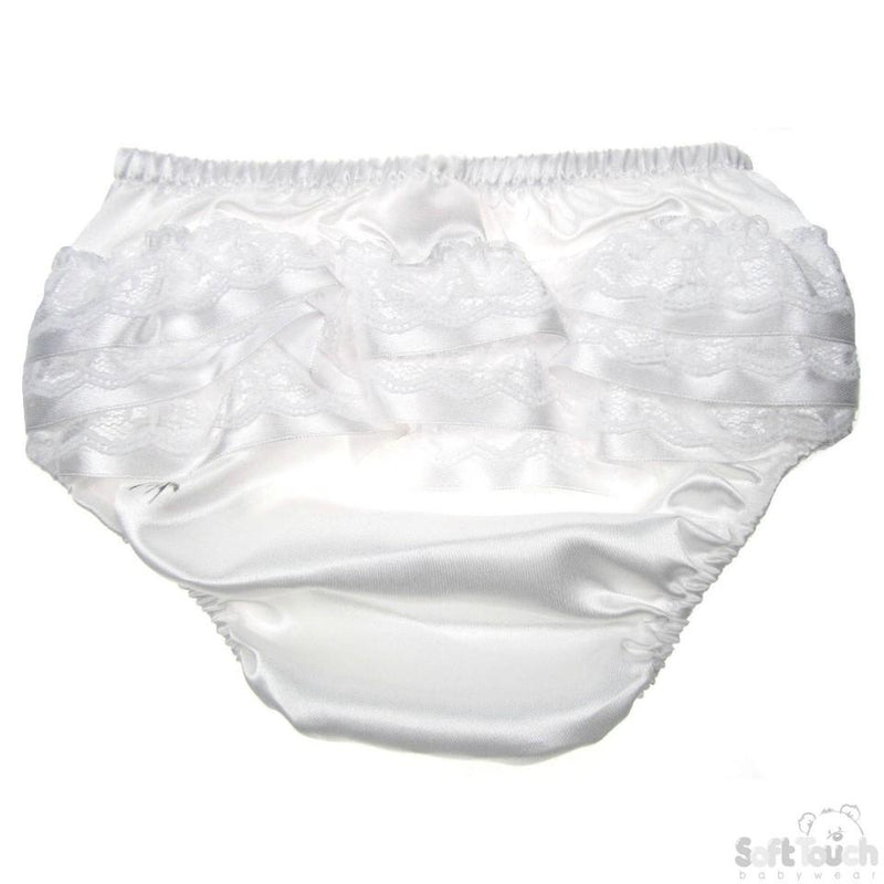 White Satin Frilly Pants: FP07-SW - Kidswholesale.co.uk