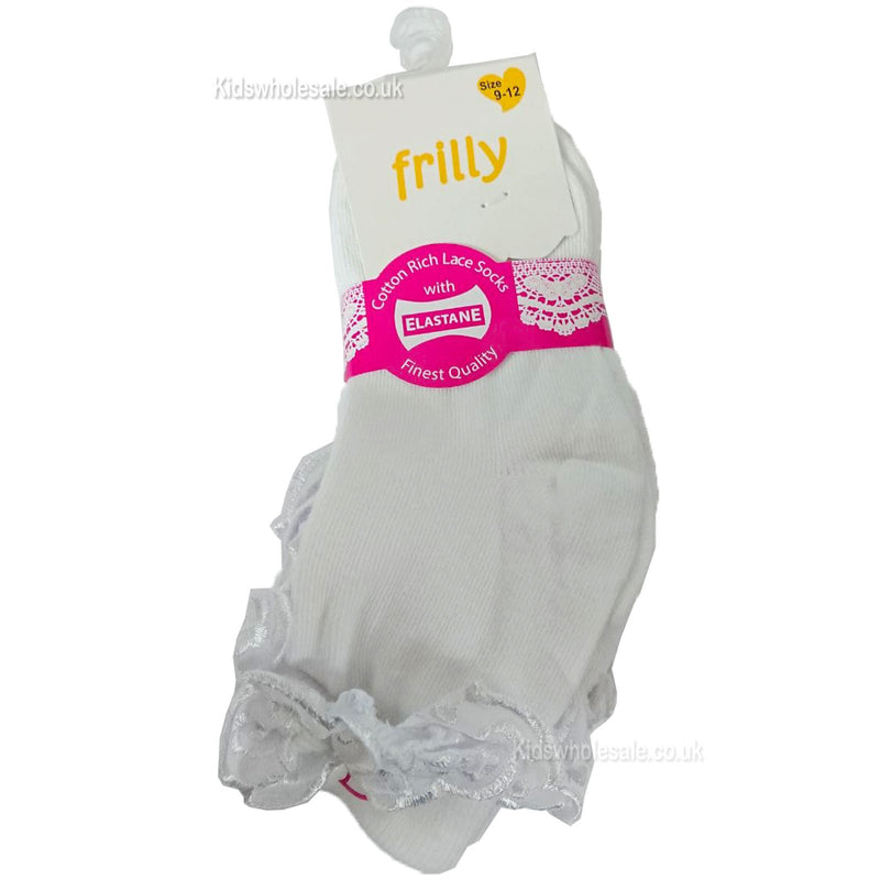 Frilly Cotton Rich Lace Socks W/Elastane - Kidswholesale.co.uk